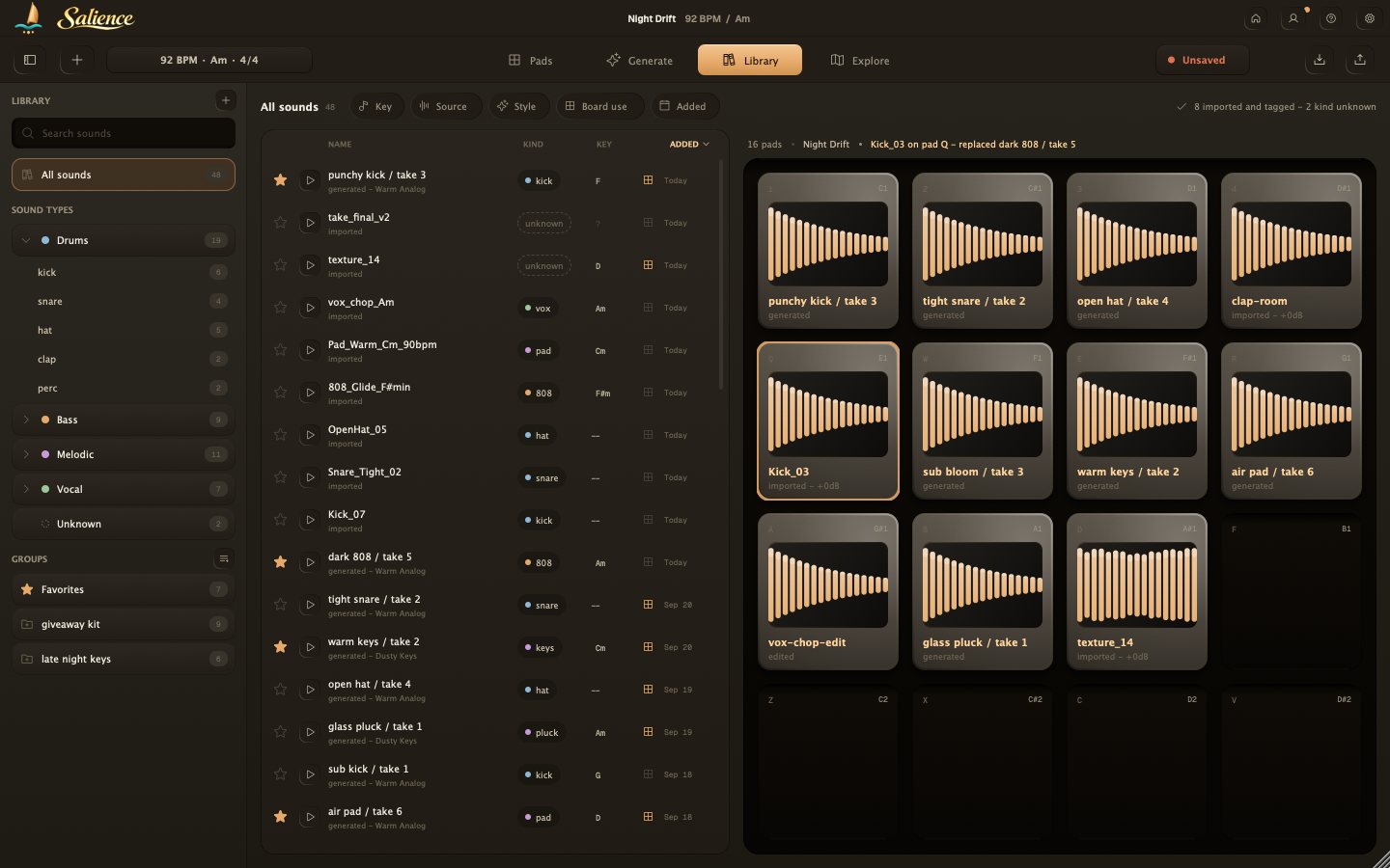 Salience: Library after import